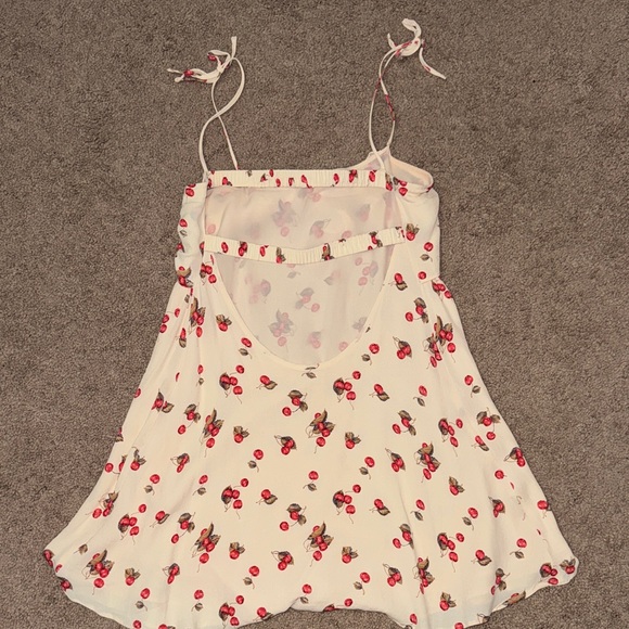 For Love And Lemons Cream Cherry Print Dress - Picture 3 of 4